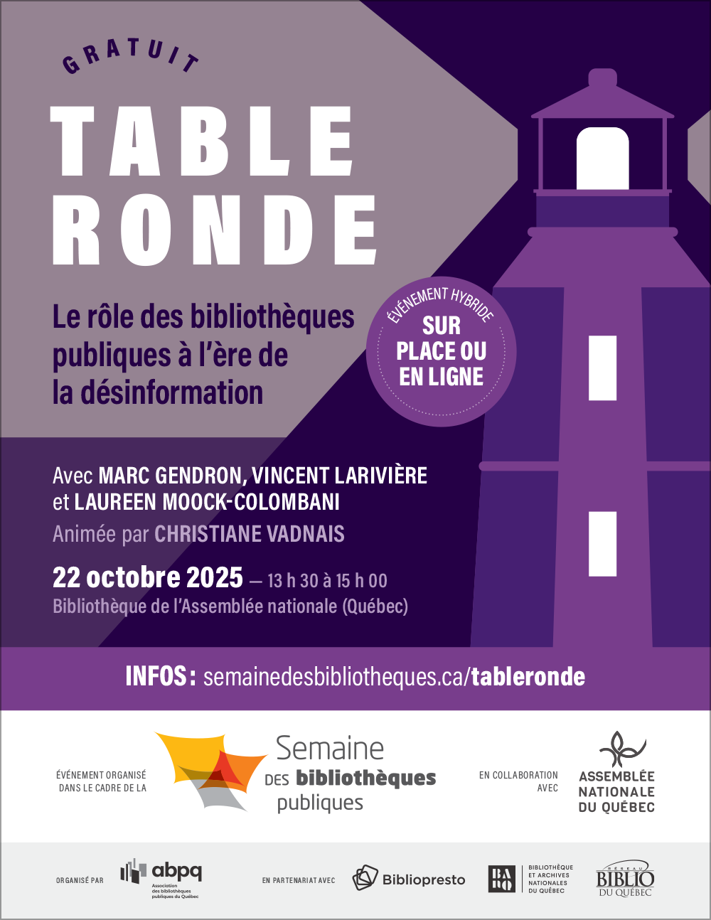 Affiche Table ronde Semaine des bibliothèques publiques